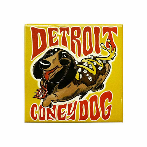 Detroit Coney Doggy 3"x3" Square Magnet