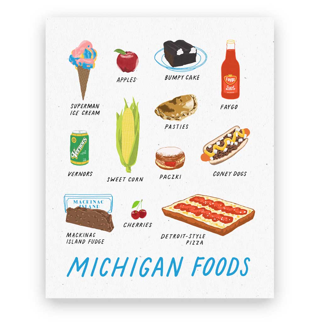 Michigan Foods Art Print 8" x 10"