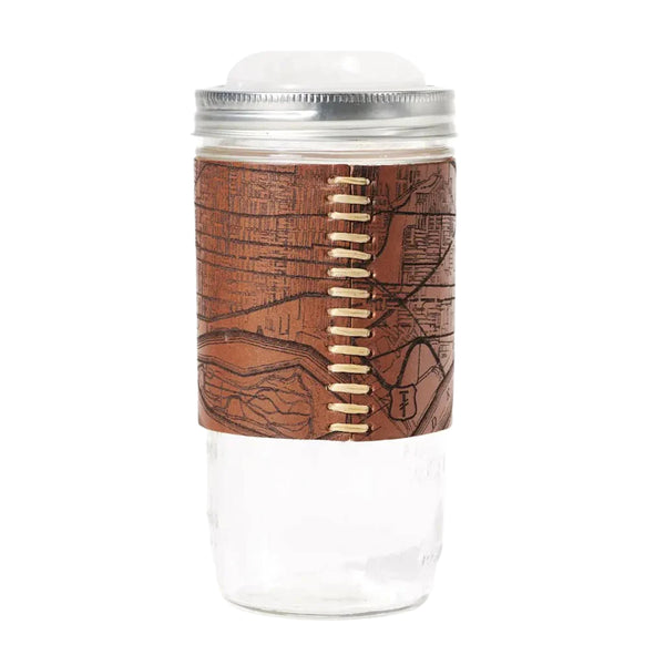 Leather Travel Mug - Detroit Map