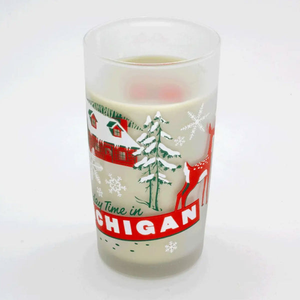 Greetings From Michigan Holiday Frosted Candle