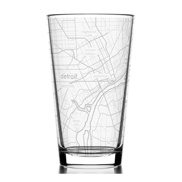 Detroit Map Pint Glass