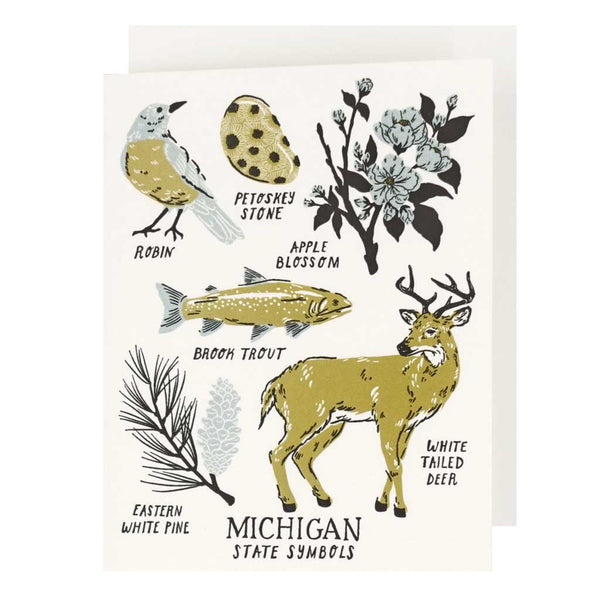 Michigan State Symbols Letterpress Card – City Bird